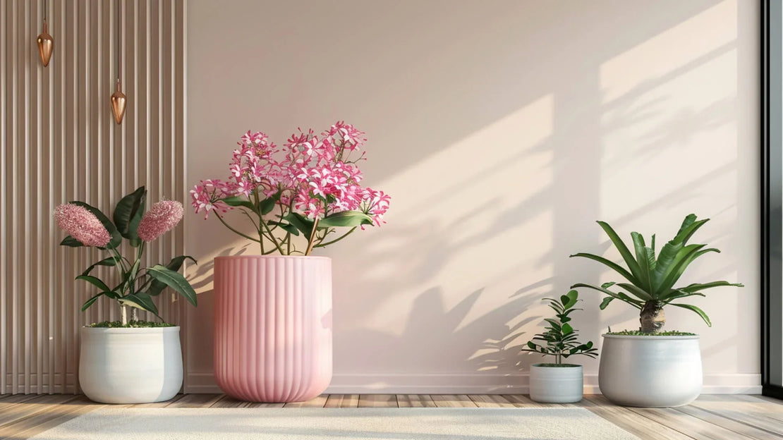 Roze bloempot
