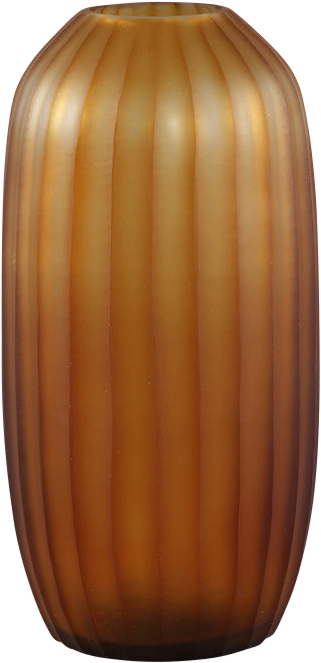 Lavanya Brown carved glass round vase ribbed high