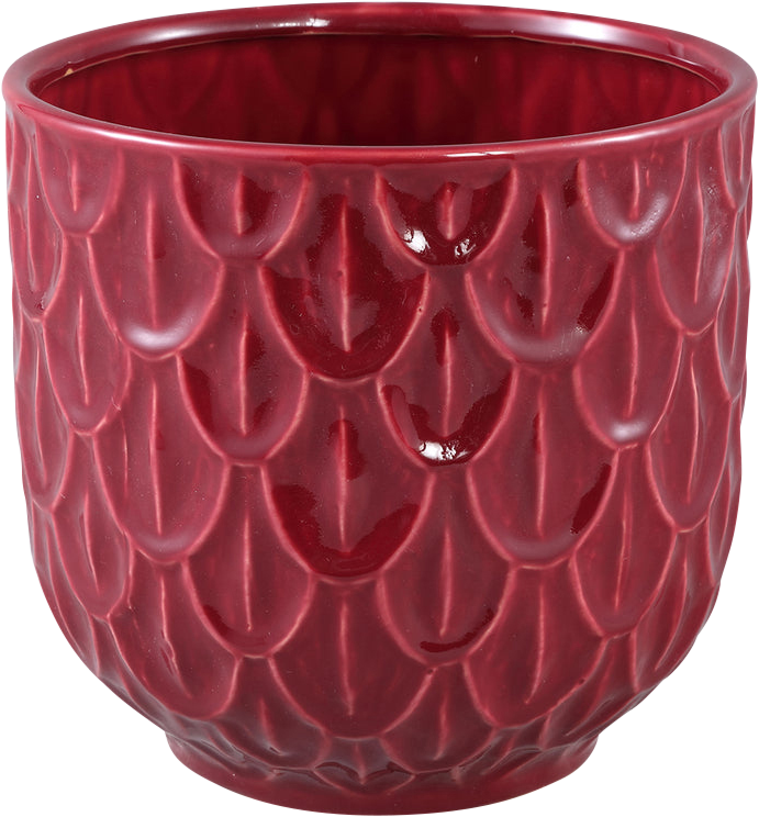 Kobee Rood Keramiek Pot Rond XL Ø22 x H21 cm