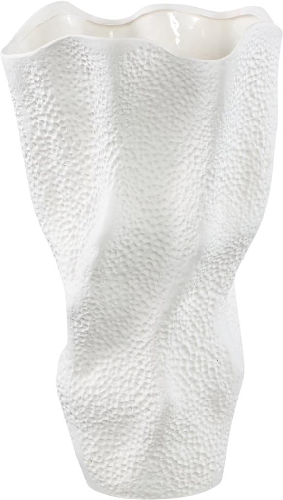 Violettee Witte Keramieken Golvende Vaas Met Stippenpatroon S