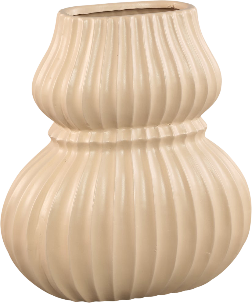 Halta Crème Ovale Keramieken Ribbelvaas Bulby M Middelgroot