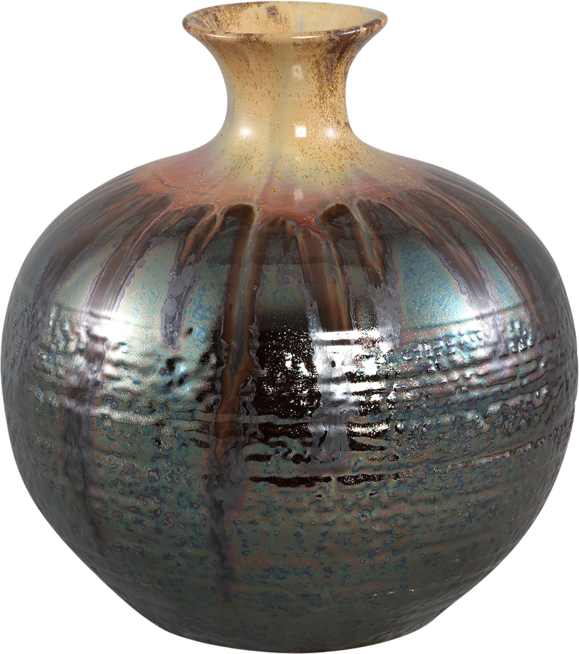 Darlan Keramieken Vaas Gunmetal met Beige Bovenkant Groot