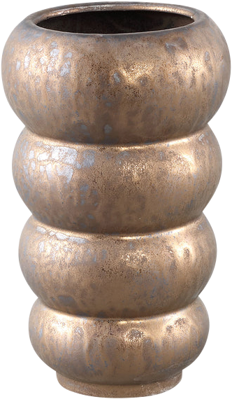 Rond Bronzen Keramische Pot met Laagjes - Hoog S