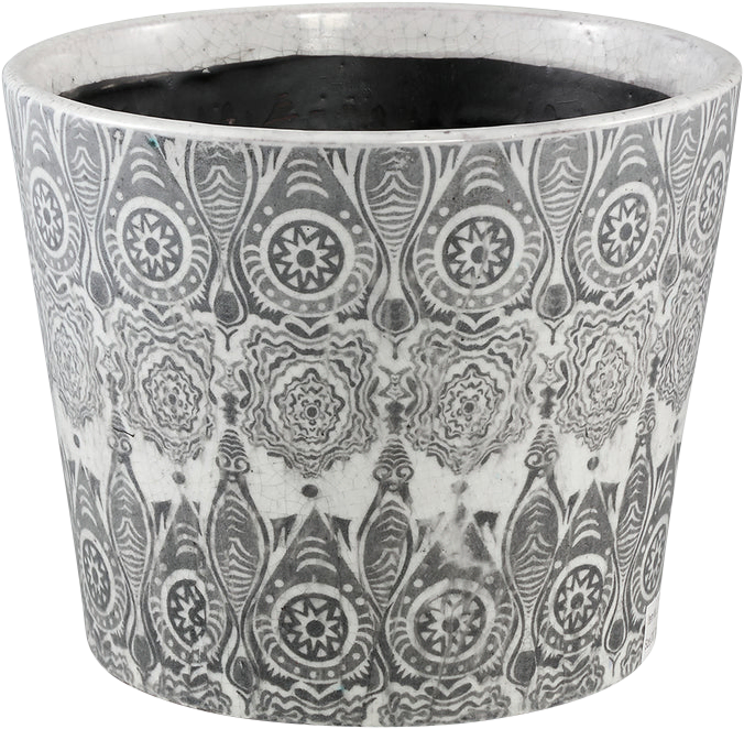 Beire Black white terracotta pot round deco print