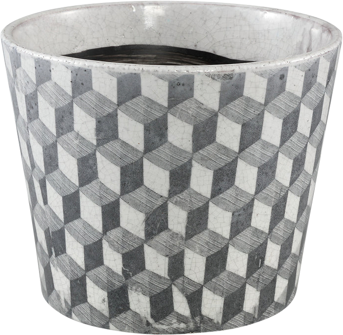 Beire Black white terracotta pot round geo print X