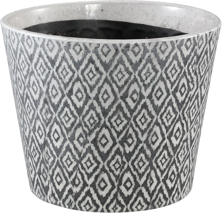 Beire Black white terracotta pot round ikat print