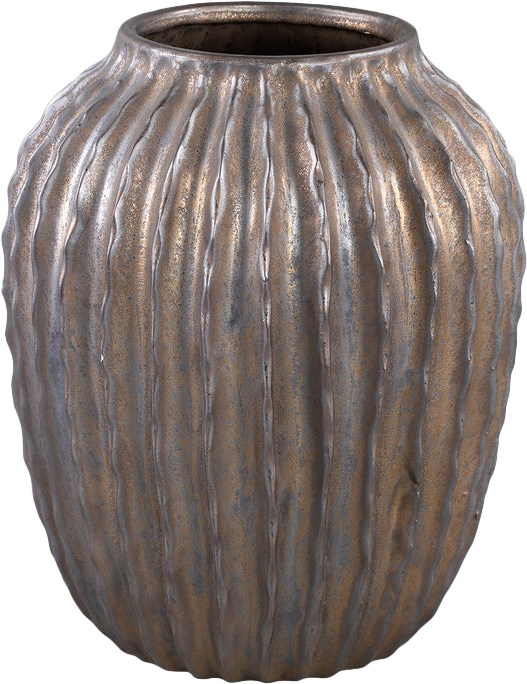 Bodi Bronze ceramic pot round bulb ribbed M