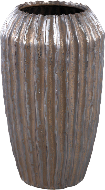 Bodi Bronze ceramic pot round high ribbed M