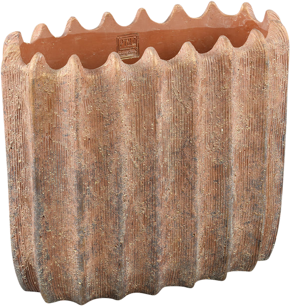 Brigett Copper cement pot ribbed oval L