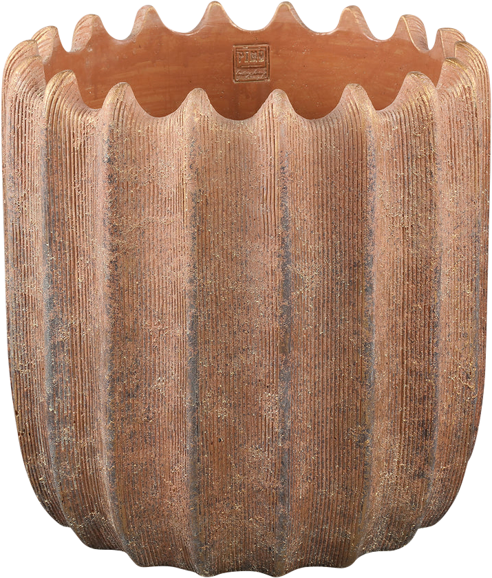 Brigett Copper cement pot ribbed round big L