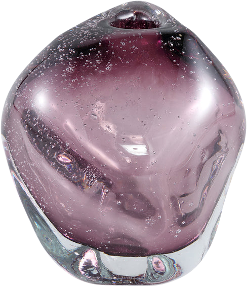 Bryce Purple thick angular glass vase wide low