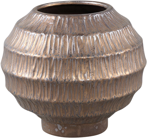 Bronzen keramische ribbelpot rond - Maat S