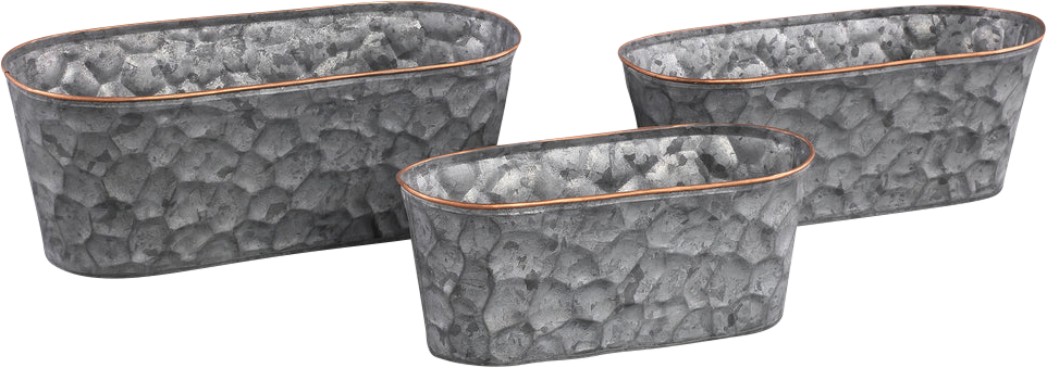 Dianne Grey Zinc pot oval basket shape set of 3