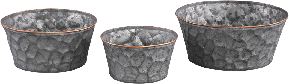 Dianne Grey Zinc pot round basket shape set of 3