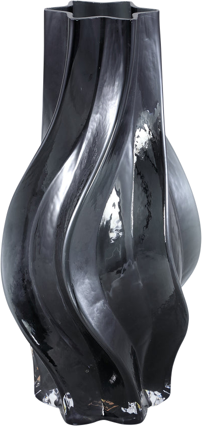 Florence Black glass vase curved lines L