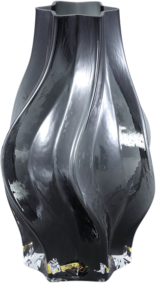 Florence Black glass vase curved lines S