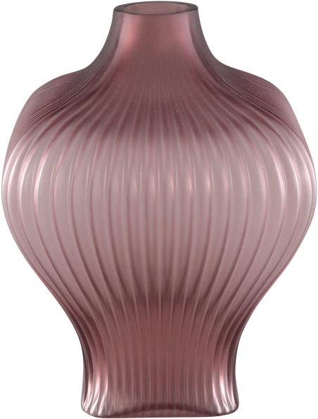 Halde Purple solid glass vase ribbed organic wide