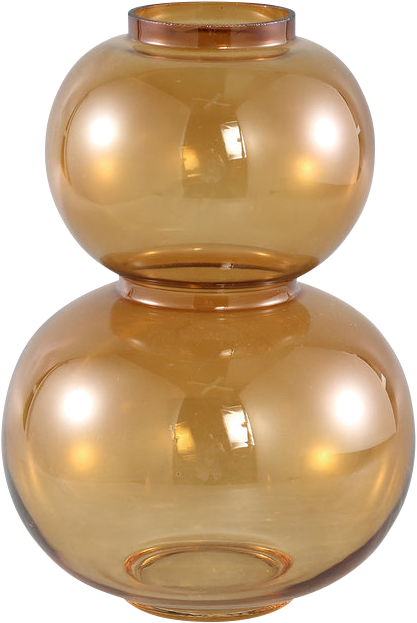 Mery Brown glass vase two bulbs round