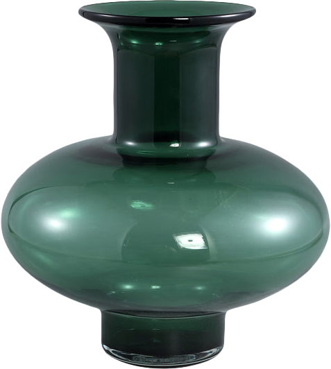 Nory Green glass bulb vase round wide