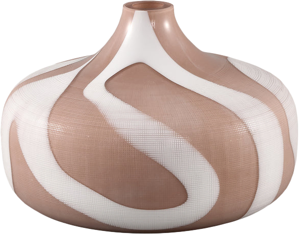 Nuhin Cream glass vase white stripes round