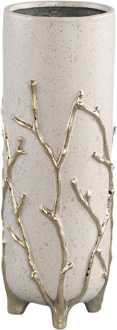 Quin Cream ceramic pot gold branches base high L