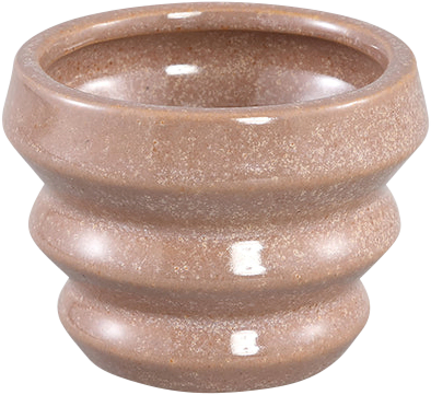 Tims Brown glazed ceramic pot ribbed round XS